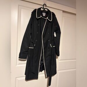 Worthington Black Trench Coat with Cream Accents